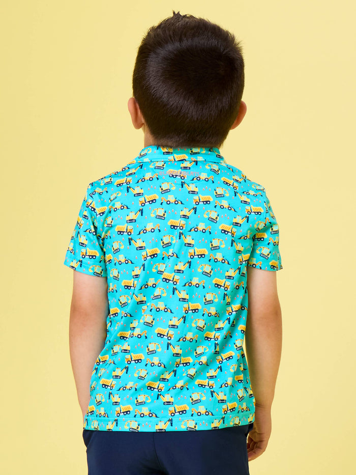 Boys Under Construction Knit Short Sleeve Performance Polo