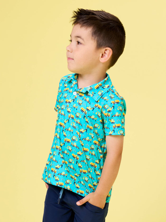 Boys Under Construction Knit Short Sleeve Performance Polo