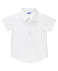 Boys White Dobby Short Sleeve Button Down Shirt