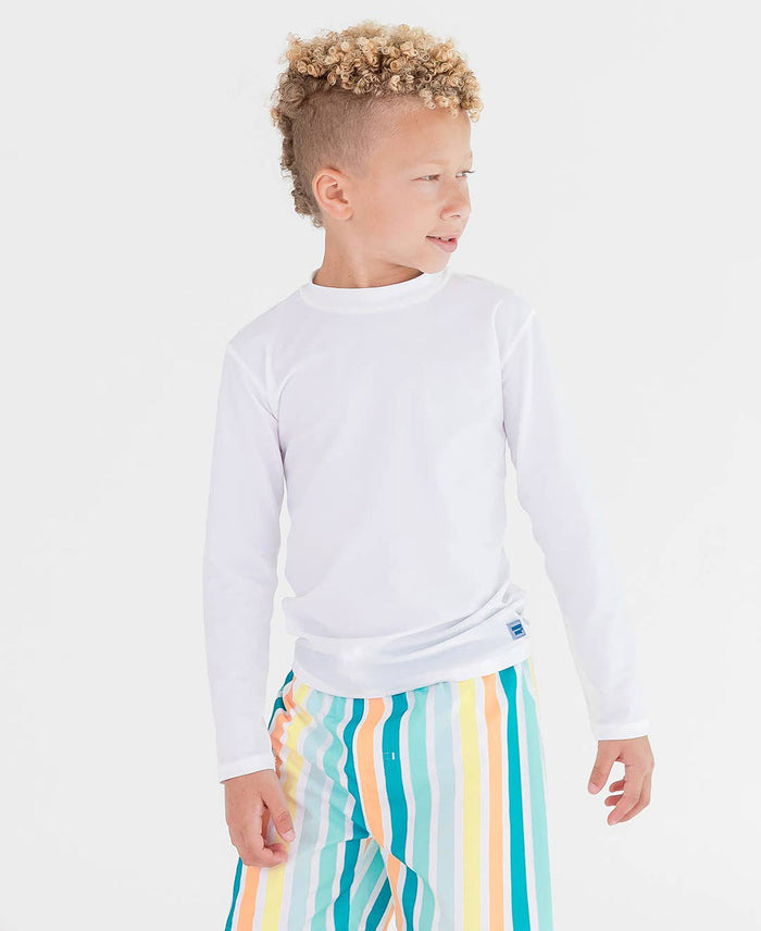 Boys White Long Sleeve Rash Guard