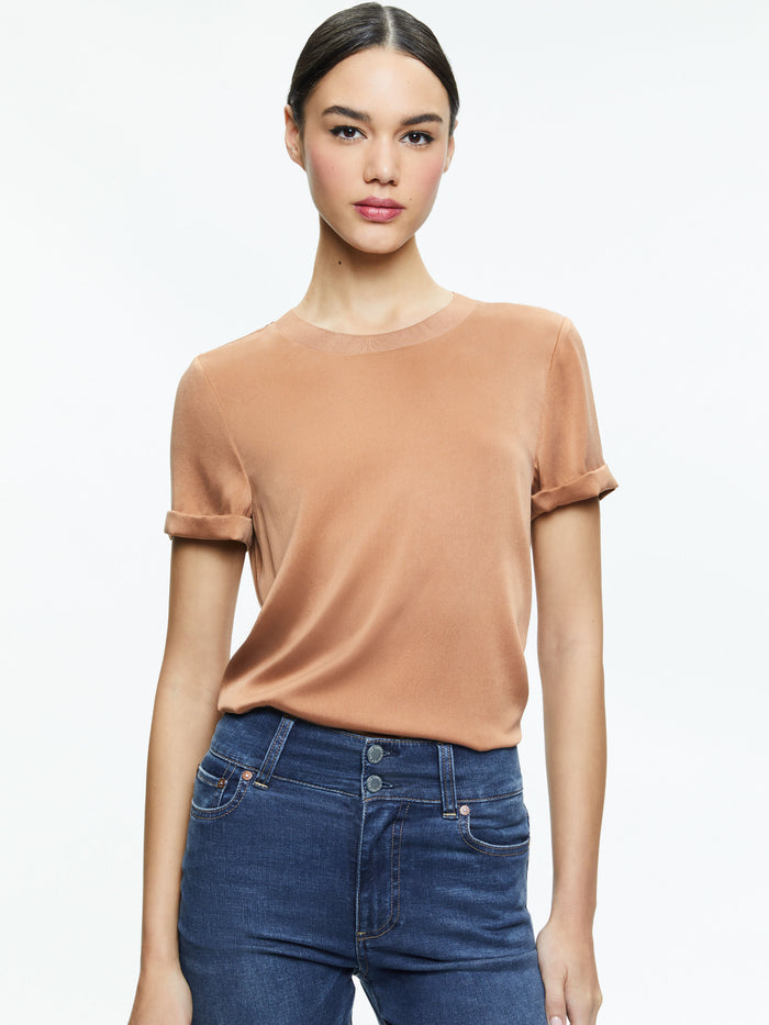 BRADEN DRP SHLDR TEE - CAMEL