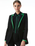 BREANN FITTED BLAZER - BLACK/GARDEN GREEN