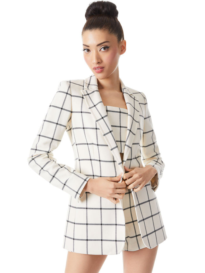 BREANN FITTED BLAZER - OFF WHITE/BLACK