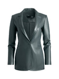 BREANN VGN LEATHER LG FITTED BLAZER - CHARCOAL