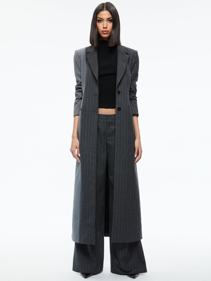BRET LONG BLAZER - GREY/CHARCOAL PINSTRIPE