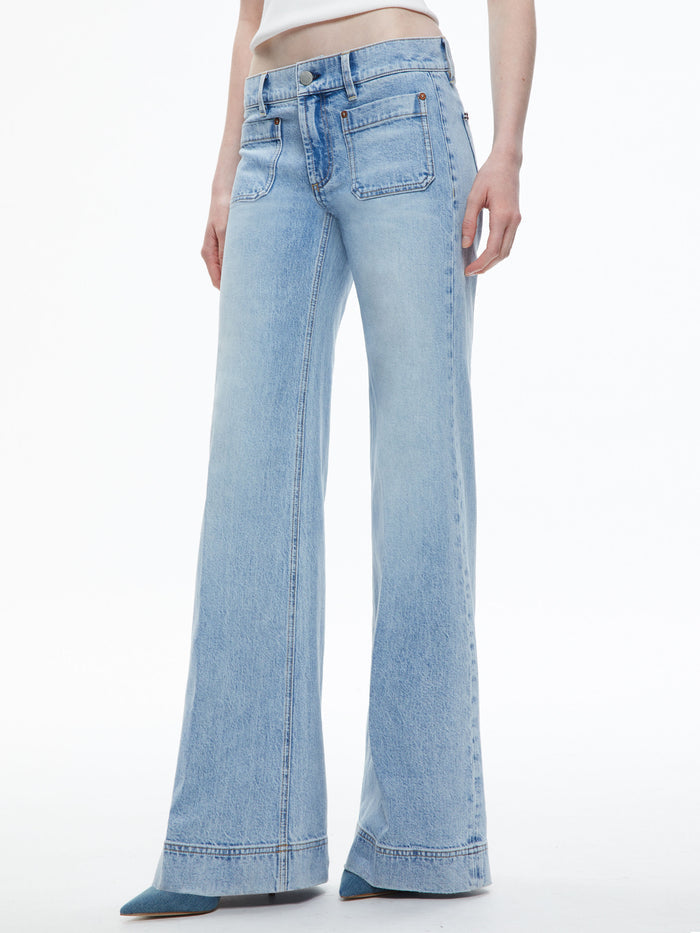 BRIAN PATCH POCKET WIDE LEG JEAN - ROCKSTAR BLUE