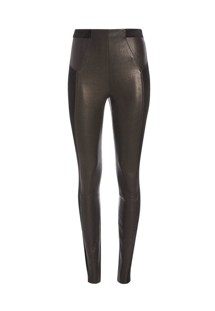 BRIDGET TWO TONE LEATHER LEGGINGS - BLACK