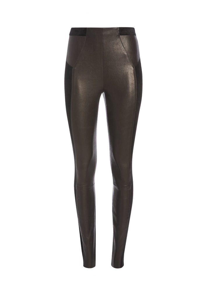 BRIDGET TWO TONE LEATHER LEGGINGS - BLACK
