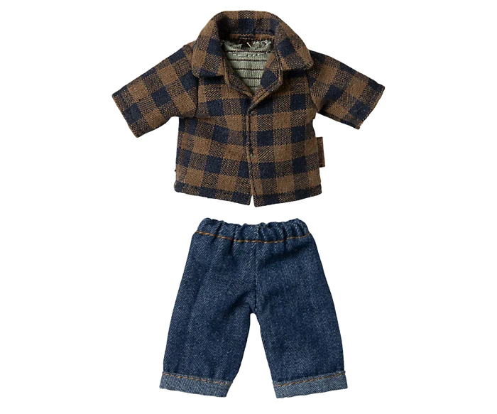 Brown Checkered Shirt & Pants, Dad Mouse