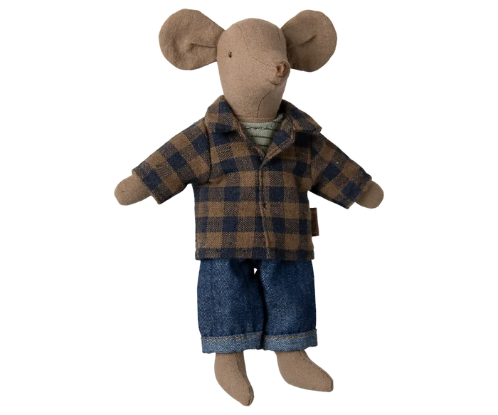 Brown Checkered Shirt & Pants, Dad Mouse