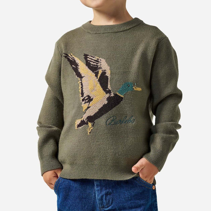Burlebo Youth Cabin Sweater- Olive Duck