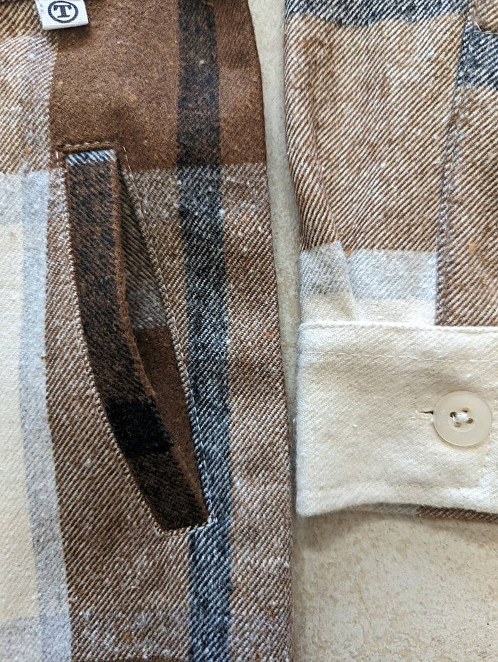 Button Down Flannel Shacket(brown)