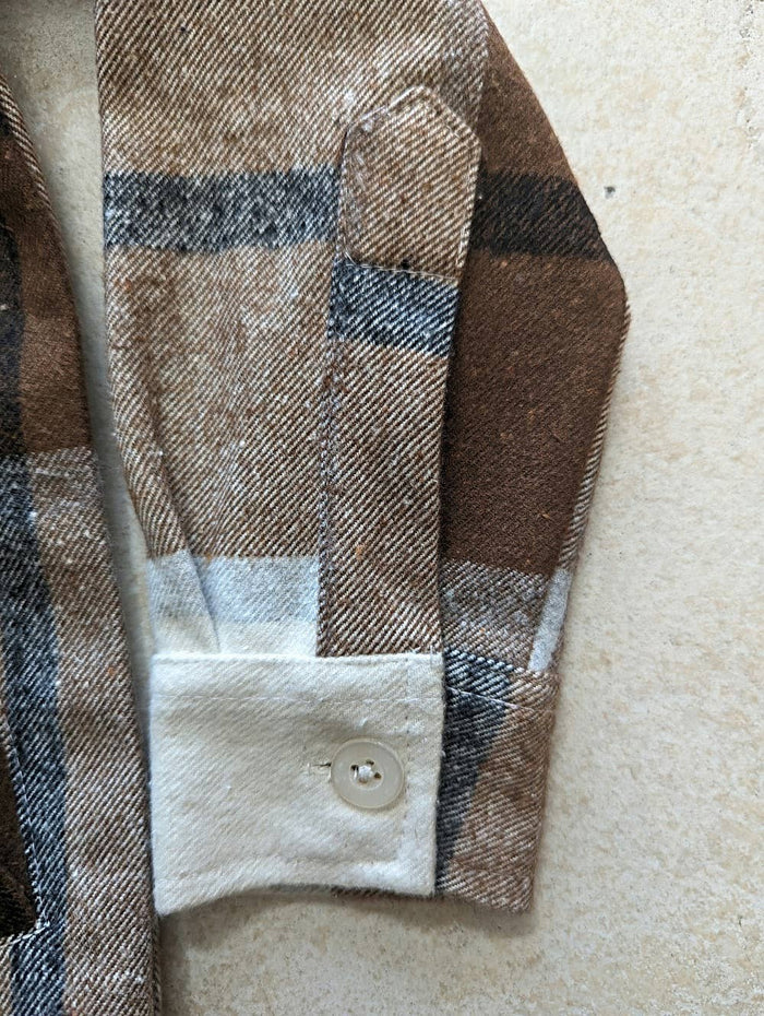 Button Down Flannel Shacket(brown)
