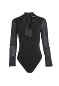 CABELLA V NK BODYSUIT W TIE - BLACK