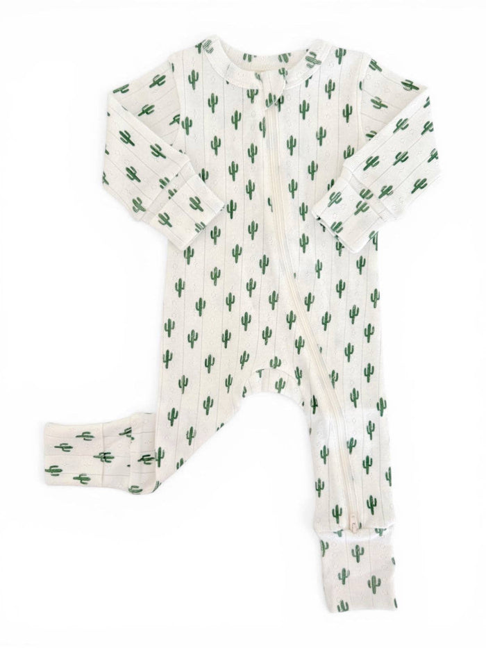 Cactus / Organic Pointelle 2-Way Zip Romper