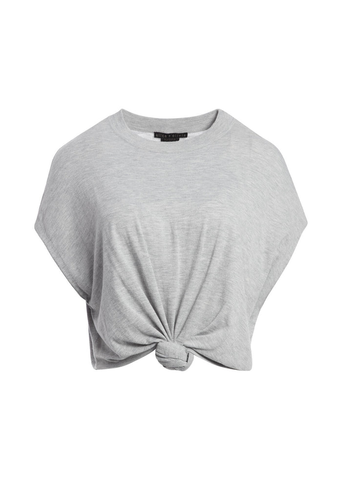 CAMMY TIE FRONT PULLOVER - LIGHT HEATHER GREY