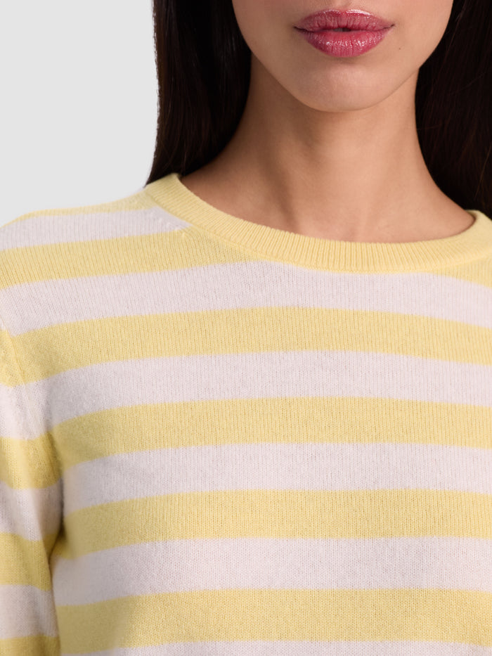 CAROLANN CASHMERE SHRUNKEN PULLOVER - BUTTER/ECRU