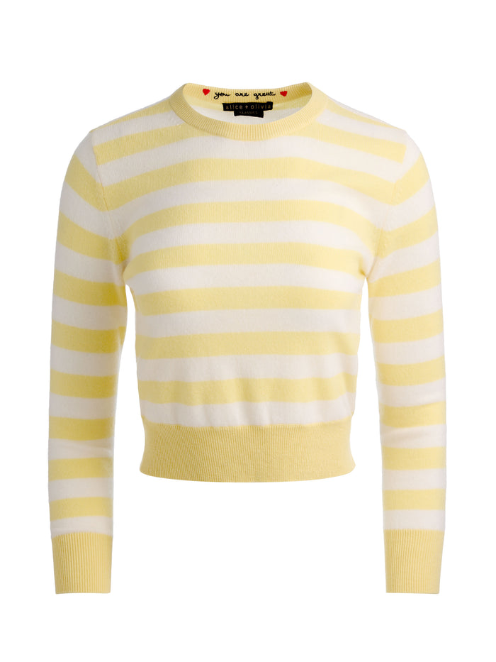 CAROLANN CASHMERE SHRUNKEN PULLOVER - BUTTER/ECRU