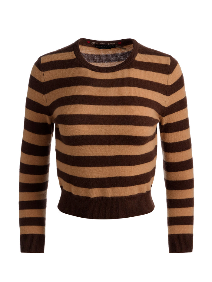 CAROLANN CASHMERE SHRUNKEN PULLOVER - DARK CHOCOLATE/PRALINE