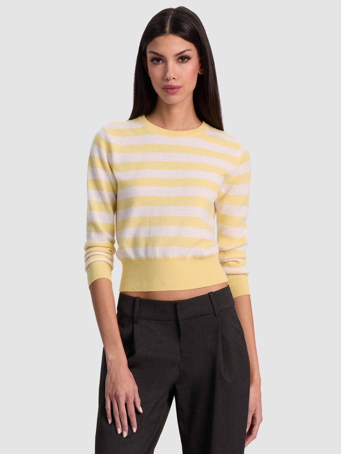 CAROLANN CASHMERE SHRUNKEN PULLOVER - BUTTER/ECRU