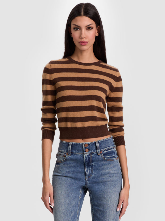 CAROLANN CASHMERE SHRUNKEN PULLOVER - DARK CHOCOLATE/PRALINE