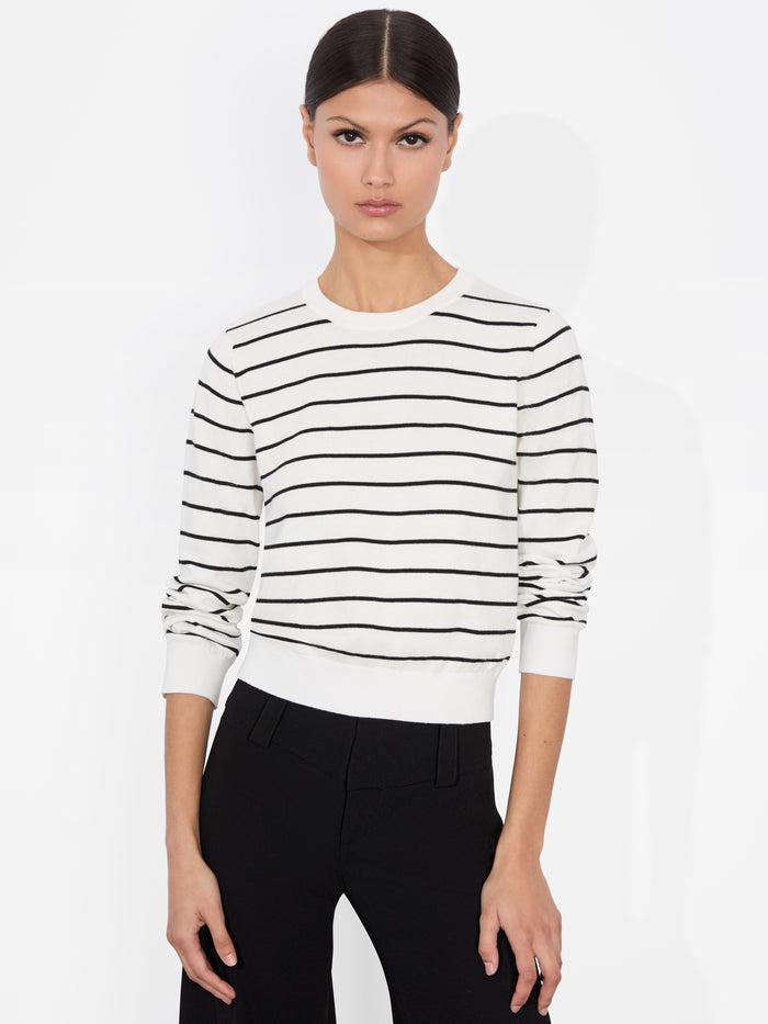 CAROLANN SHRUNKEN PULLOVER - SOFT WHITE/BLACK