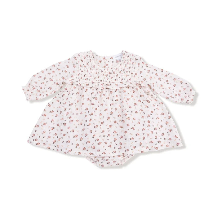Carrie Floral Long Sleeve Smocked Ruffle Bubble with Skirt