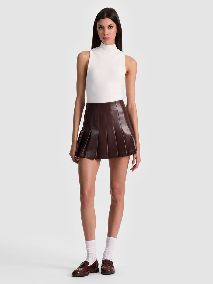 CARTER VEGAN MINI SKIRT - DARK CHOCOLATE