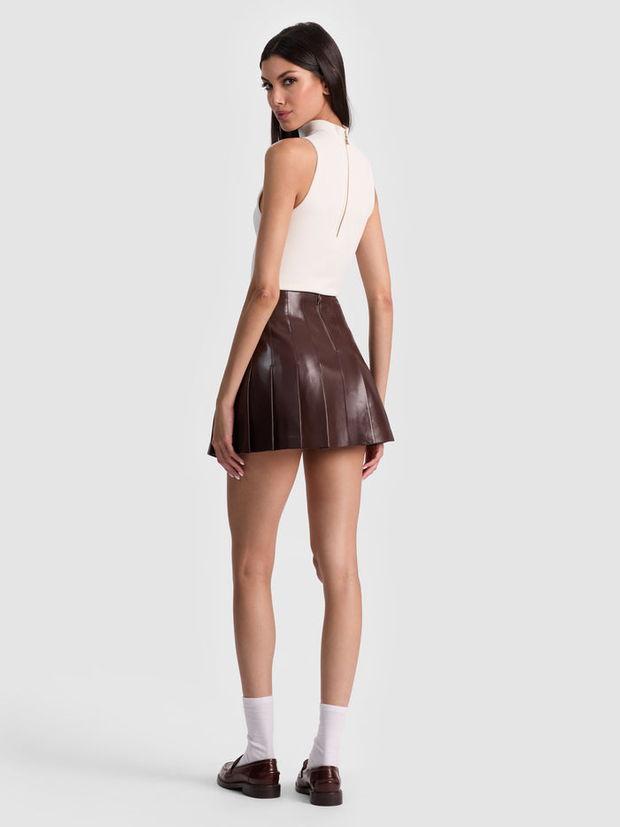 CARTER VEGAN MINI SKIRT - DARK CHOCOLATE