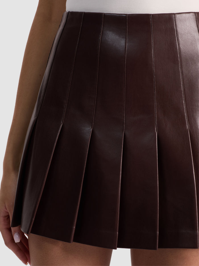 CARTER VEGAN MINI SKIRT - DARK CHOCOLATE