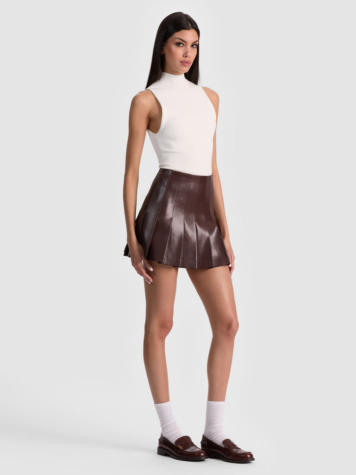 CARTER VEGAN MINI SKIRT - DARK CHOCOLATE