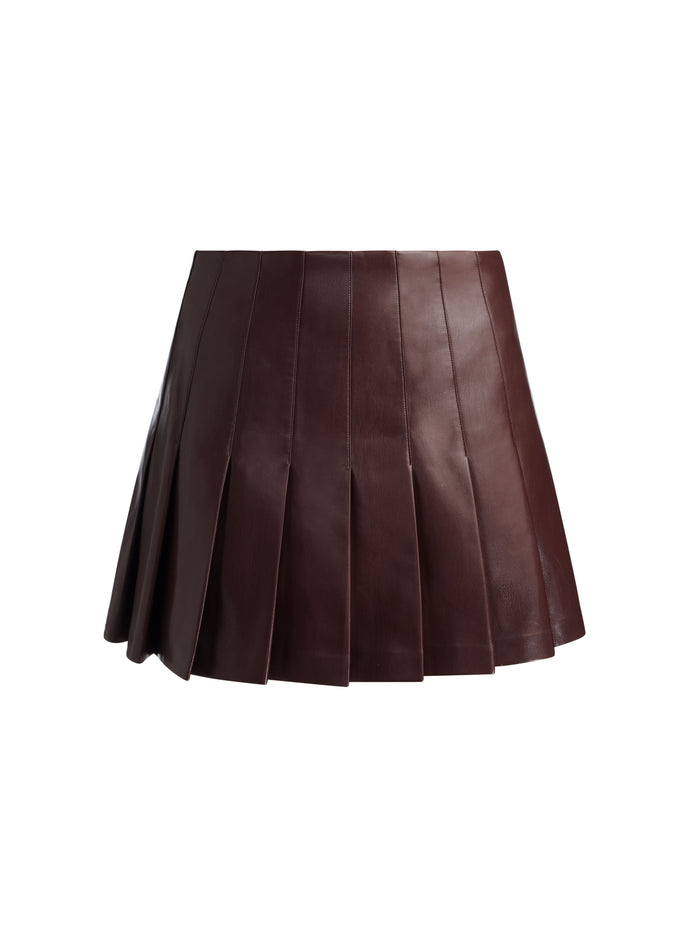 CARTER VEGAN MINI SKIRT - DARK CHOCOLATE