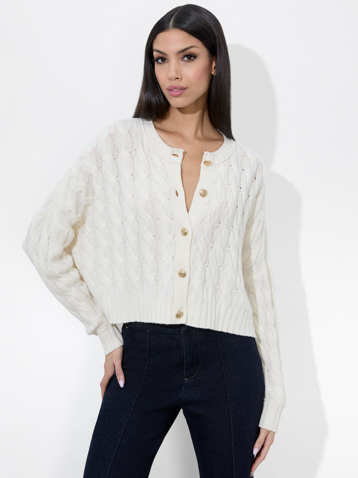 CECILIE CABLEKNIT CARDIGAN - ECRU