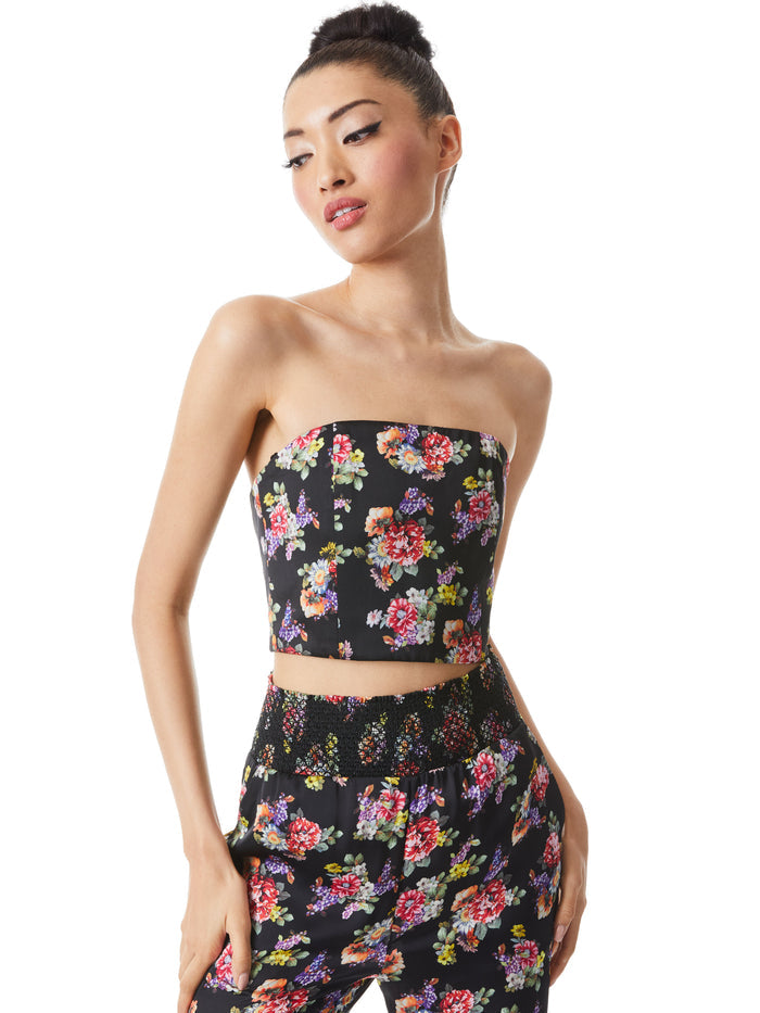 CERESI BANDEAU TOP - MAGNOLIA FLORAL BLACK