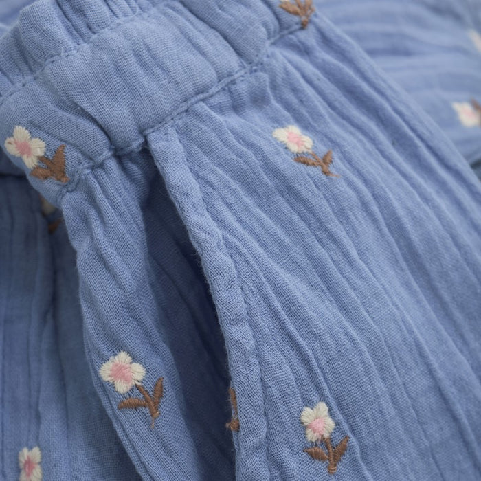Chambray Embroidered Shorts
