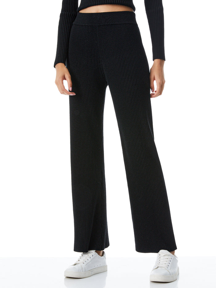 CHARLIZE WIDE LEG SWEATER PANT - BLACK