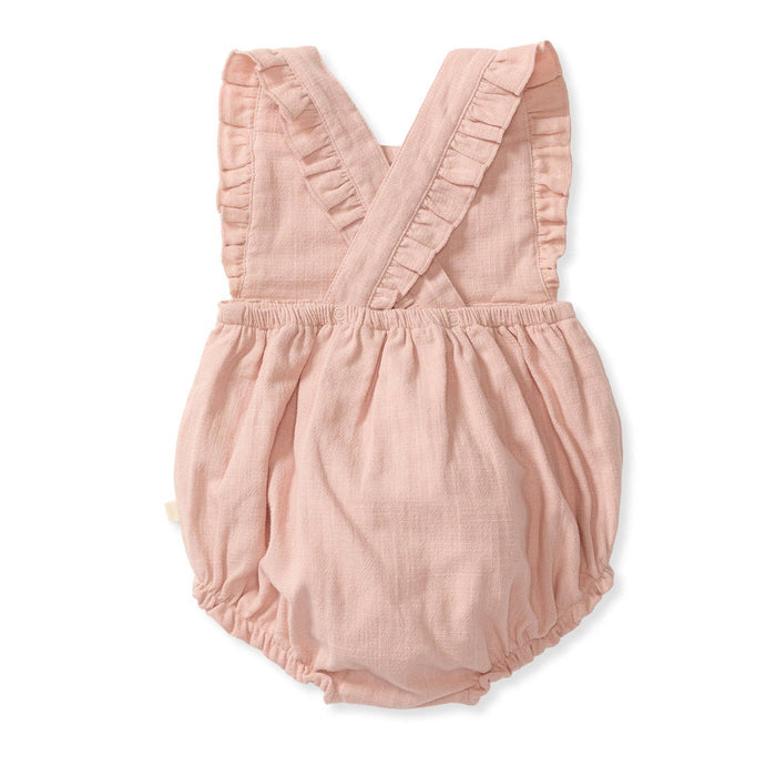 Check Gauze Pink Girl Romper - Smokey Rose