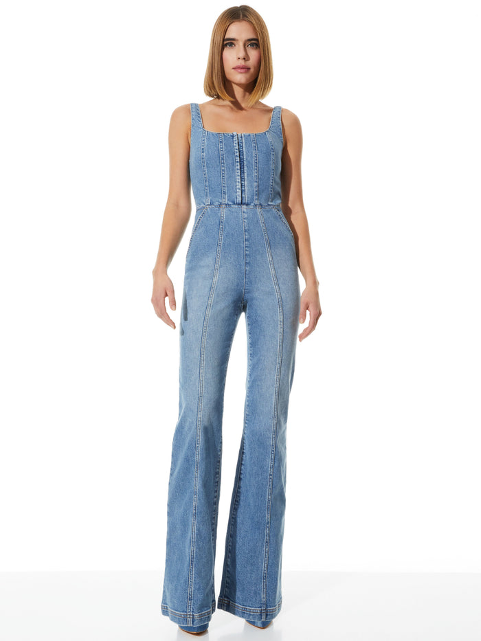 CHELS CORSET SLEEVELESS JUMPSUIT - BREA BLUE