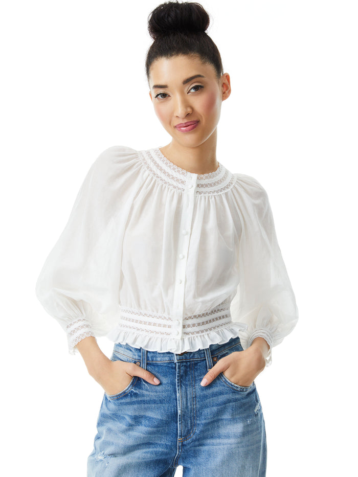 CHERELLE BUTTON FRONT BLOUSE - OFF WHITE