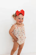 Cherry Grid Bubble Romper