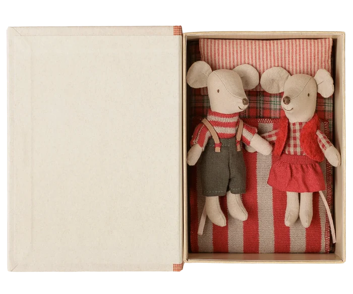 Christmas Twin Mice, Little Sister and Brother in Book