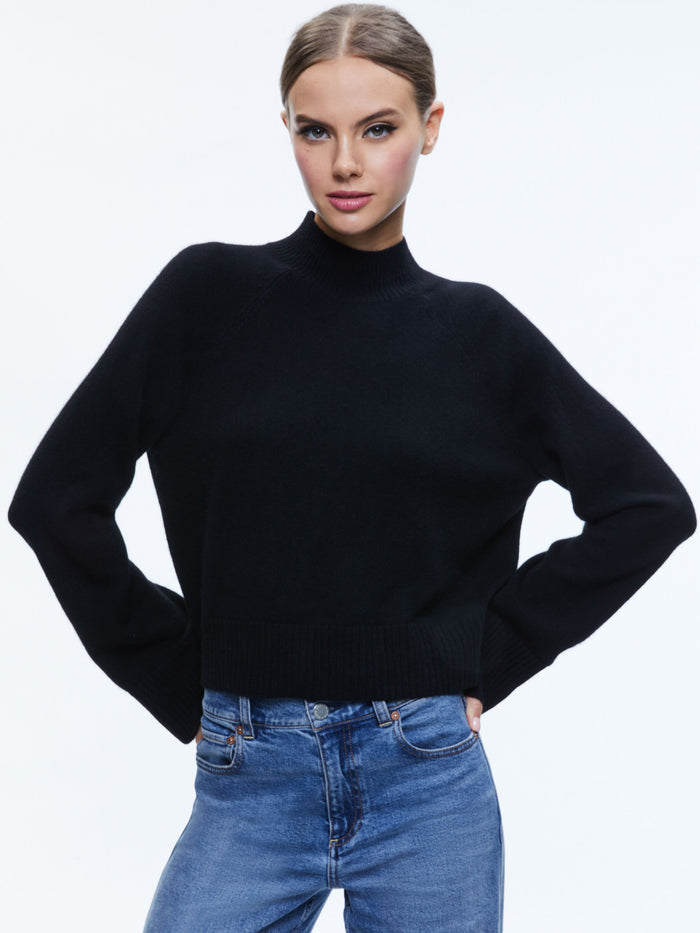 CIMARON MOCK NECK PULLOVER - BLACK