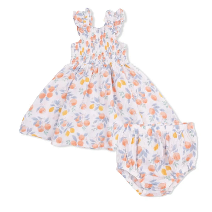 Citrus Floral Smocked Sundress