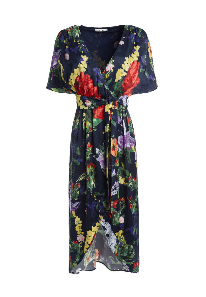 CLARINE OVERSIZED SLV WRAP DRS - WILDFLOWER-NAVY
