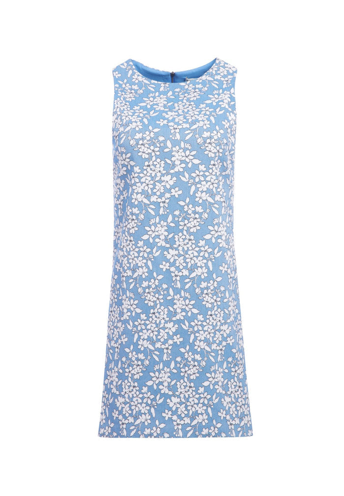 CLYDE MINI DRESS - CORNFLOWER/ WHITE