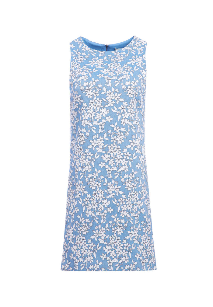 CLYDE MINI DRESS - CORNFLOWER/ WHITE