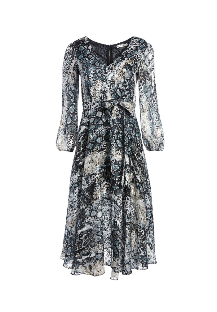 COCO ANIMAL PRINT MIDI DRESS - BLACK MULTI