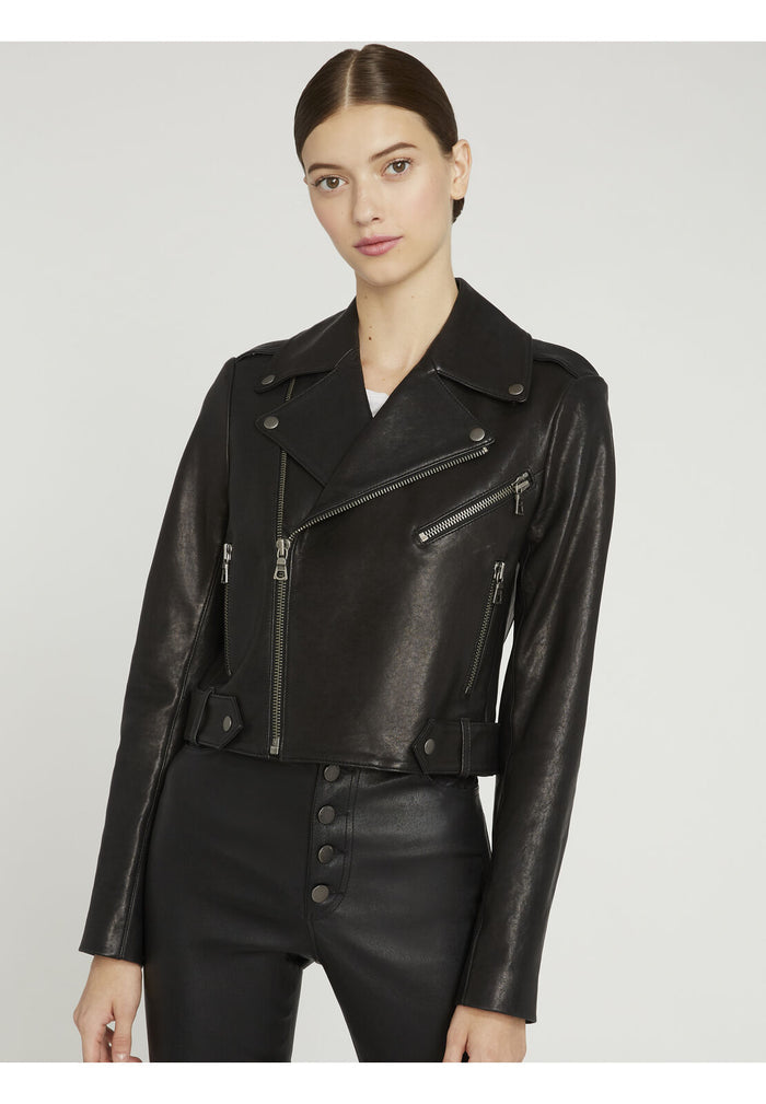 CODY LTHR CROPPED JACKET - BLACK