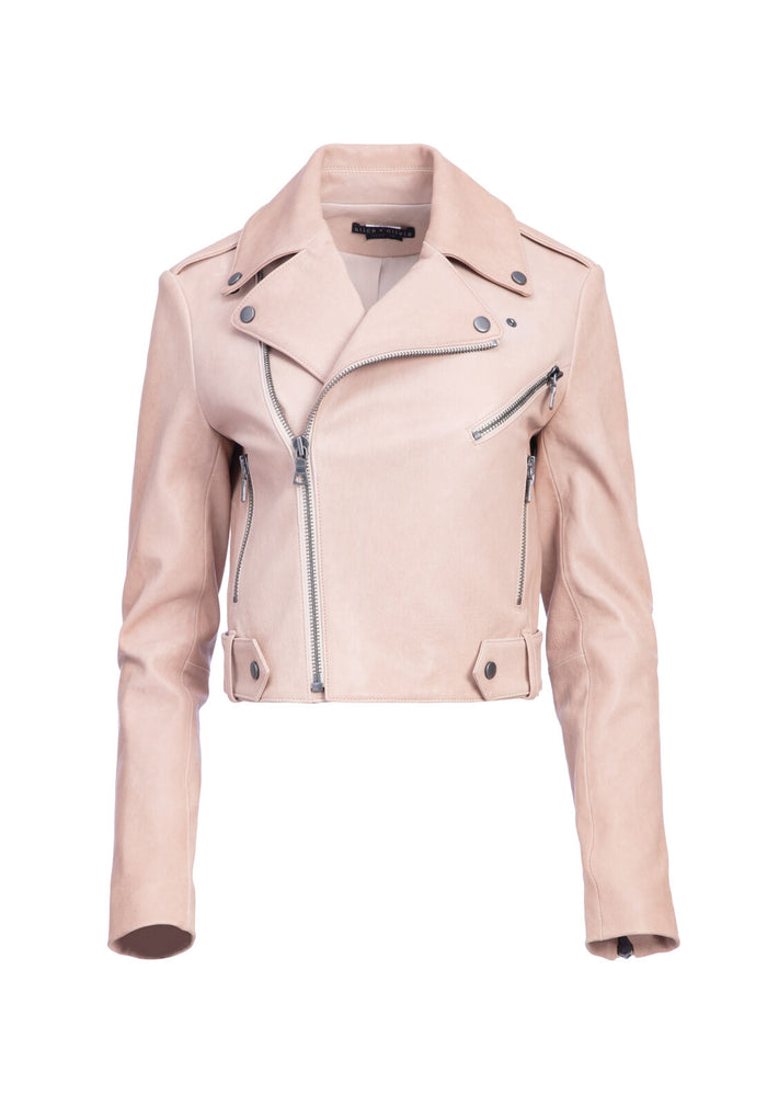 CODY LTHR CROPPED JACKET - NUDE