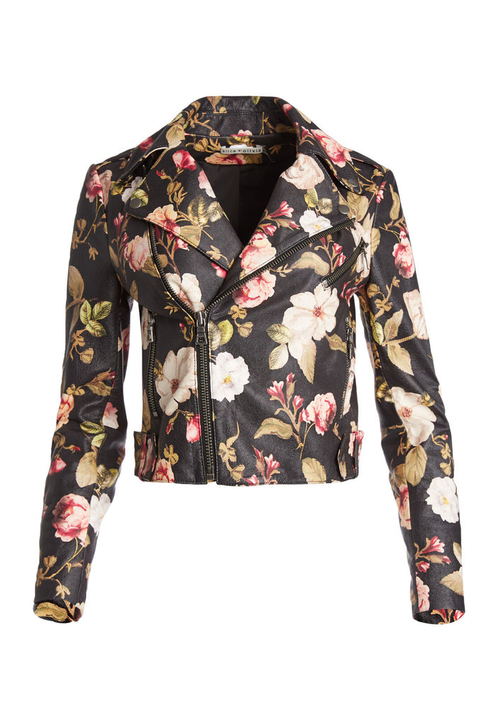 CODY PRINTED LTHR CRP MOTO JKT - HAZY FLORAL BLACK
